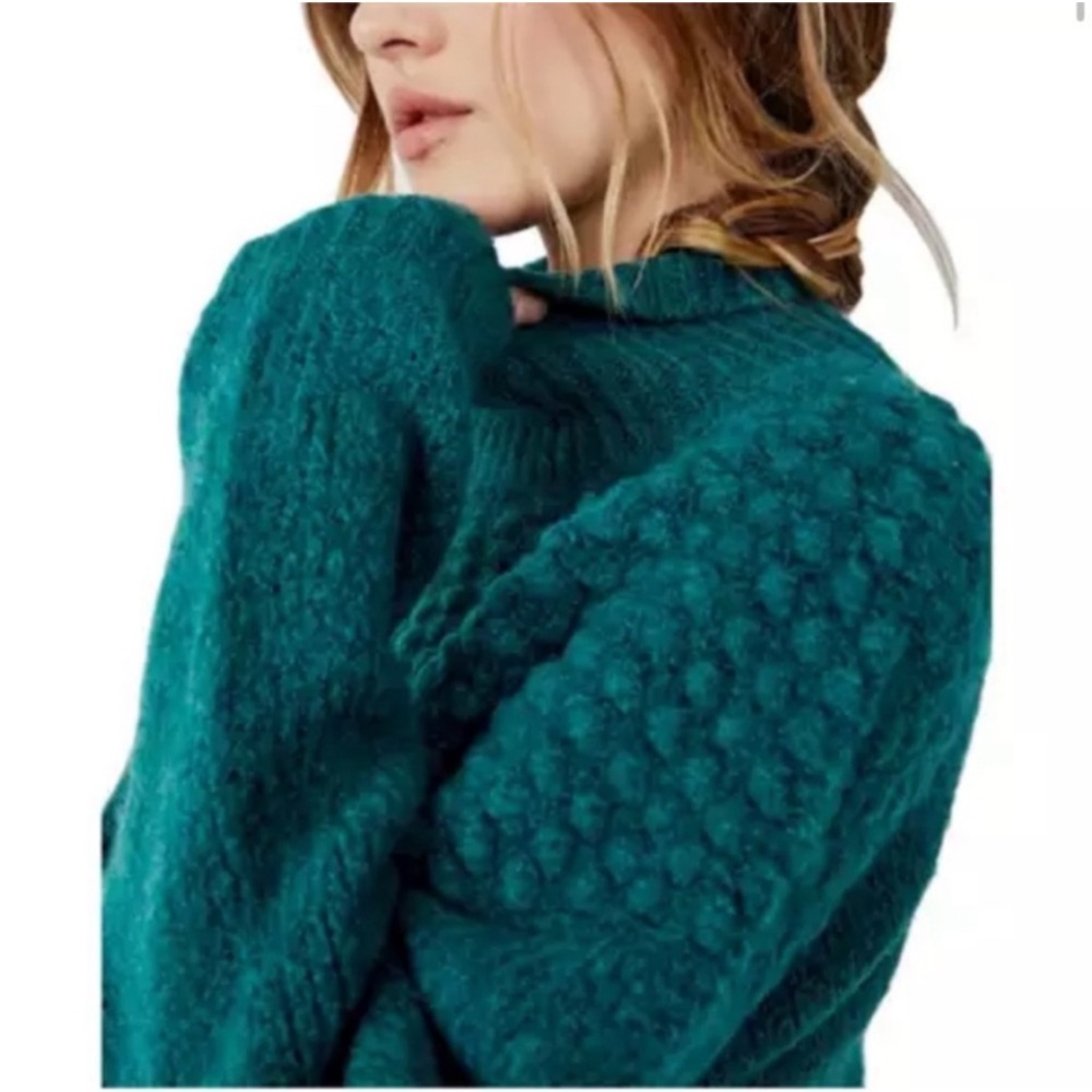 Free People Bradley Sweater Womens Medium Green Pullover Alpine Heather